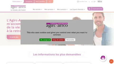 Capture du site Agirc-Arrco