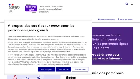 Capture d'écran du site Pour les personnes âgées